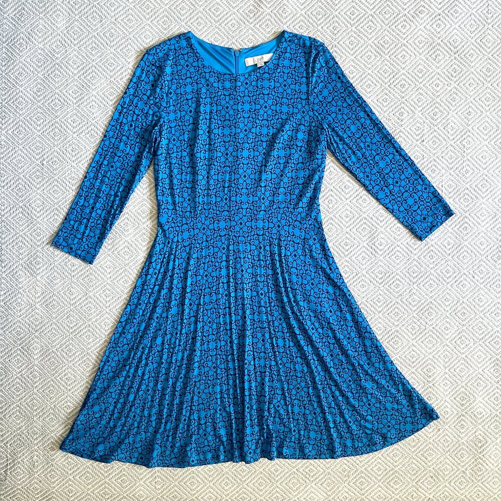 LOFT blue patterned dress S